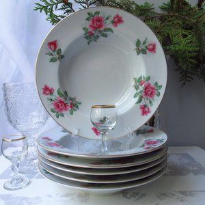 Porcelain 6 Soup Bowls Linda by Noritake, Japan 1951-1955